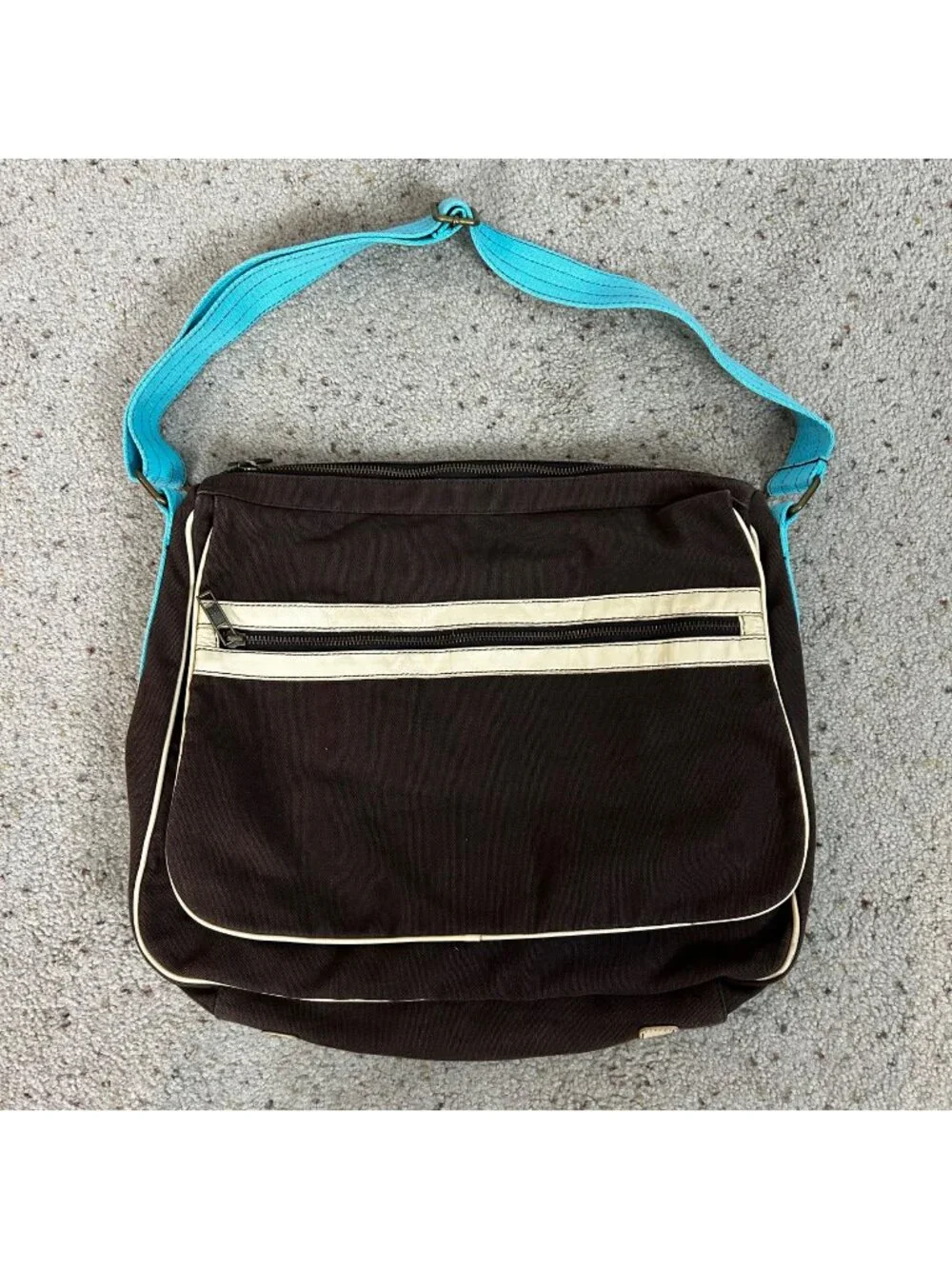 Y2K Gap 2000s 2006 Brown Canvas Messenger Bag Laptop School Travel Commute